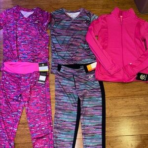 C9 by champion girls sets: jacket, and 2 tops, 2 leggings size large (10-12) NWT